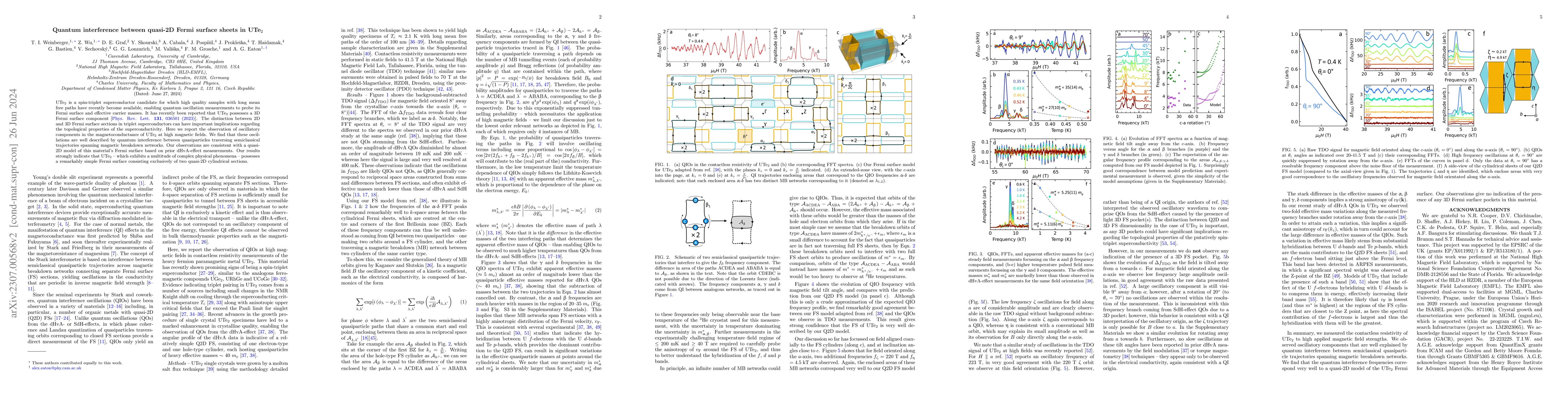 Thumbnail for Quantum interference between quasi-2D Fermi surface sheets in UTe2