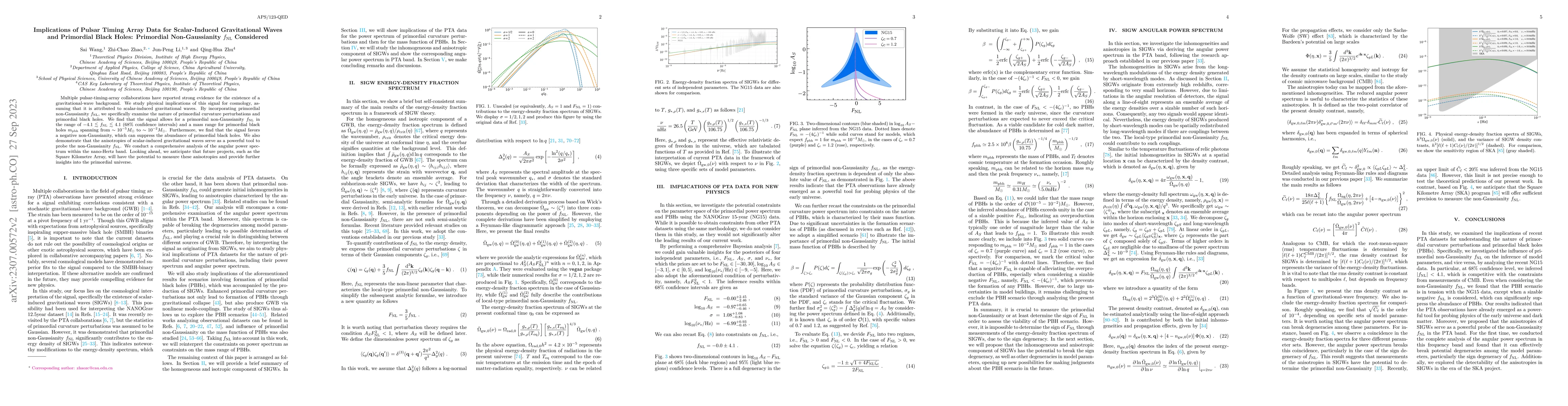 Thumbnail for Implications of Pulsar Timing Array Data for Scalar-Induced
  Gravitational Waves and Primordial Black Holes: Primordial Non-Gaussianity
  $f_{\mathrm{NL}}$ Considered