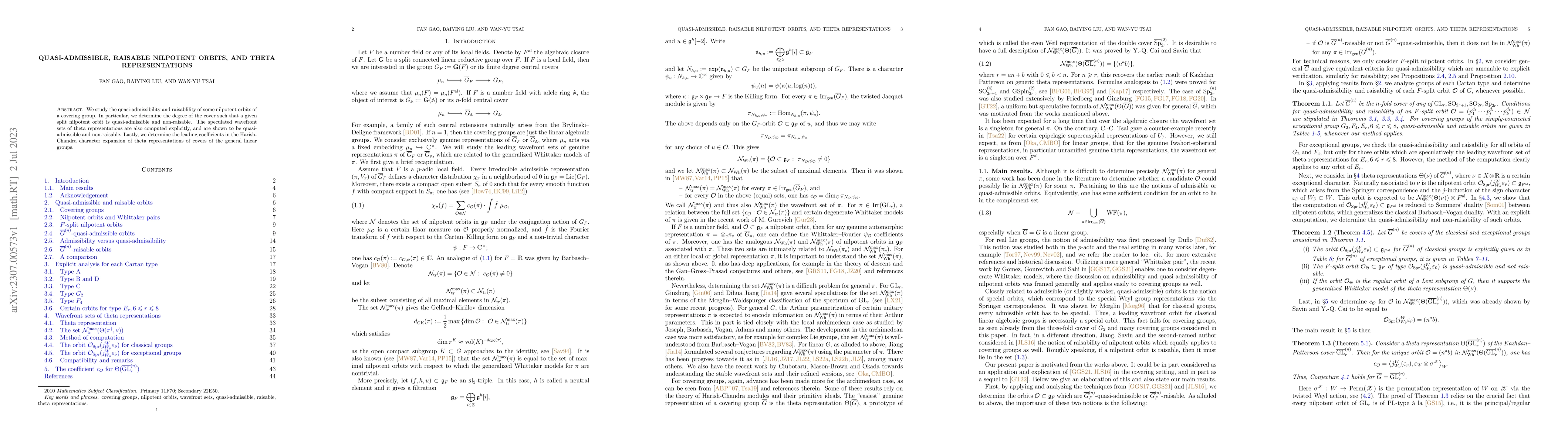 Thumbnail for Quasi-admissible, raisable nilpotent orbits, and theta representations