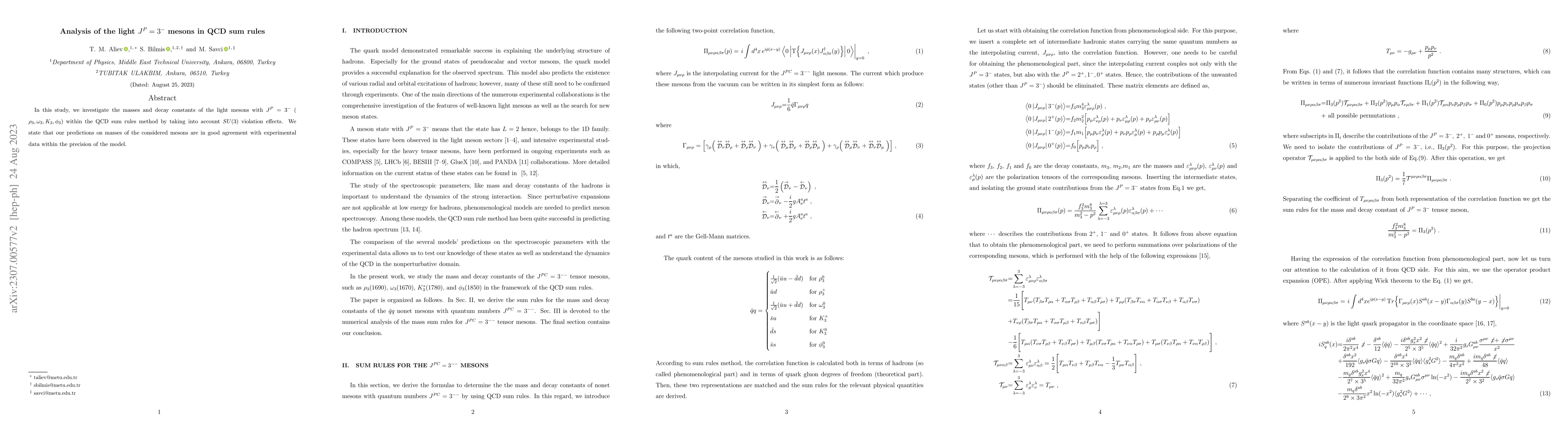 Thumbnail for Analysis of the light $J^P = 3^-$ mesons in QCD sum rules