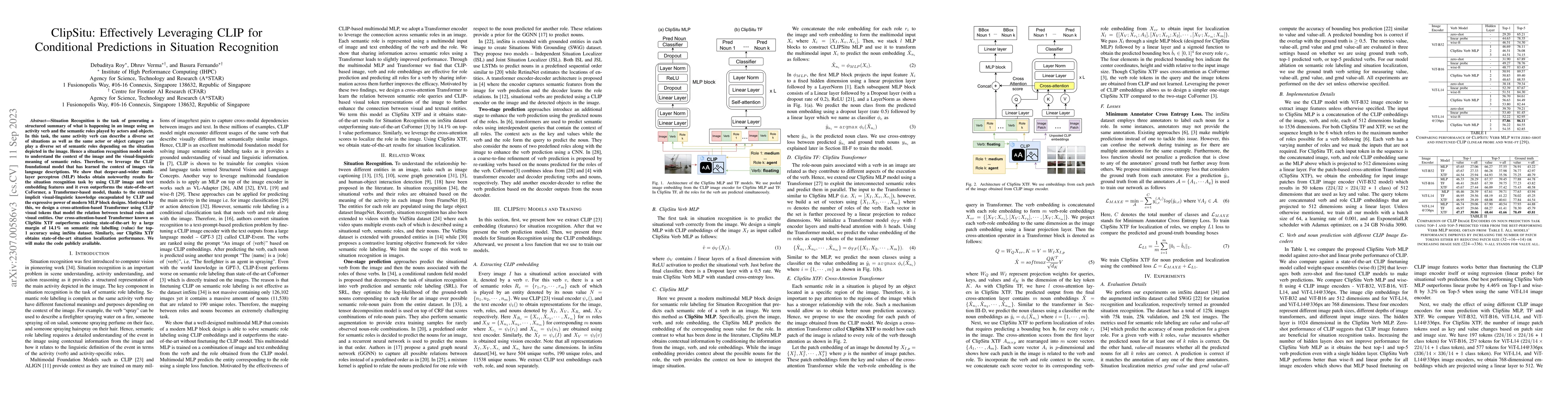Thumbnail for ClipSitu: Effectively Leveraging CLIP for Conditional Predictions in
  Situation Recognition