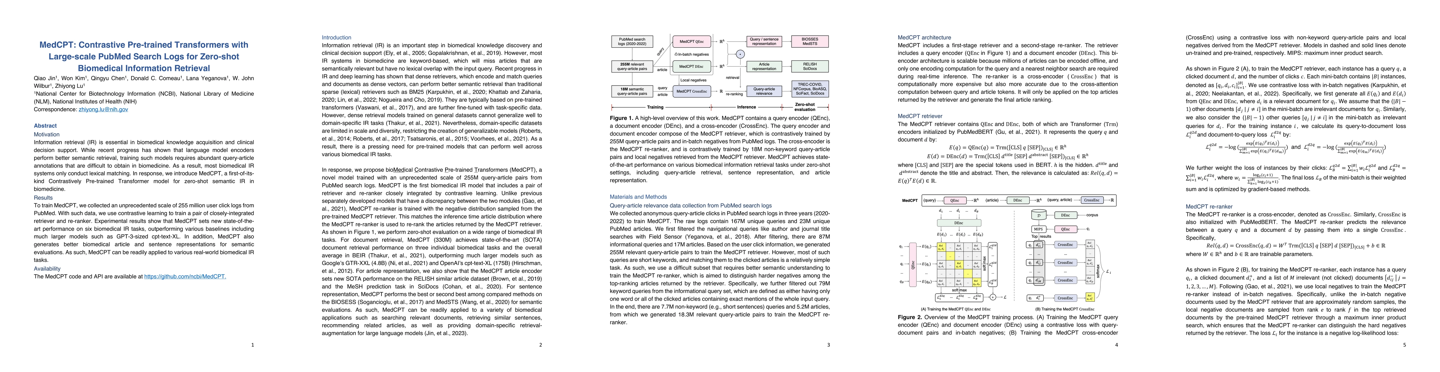 Thumbnail for MedCPT: Contrastive Pre-trained Transformers with Large-scale PubMed
  Search Logs for Zero-shot Biomedical Information Retrieval