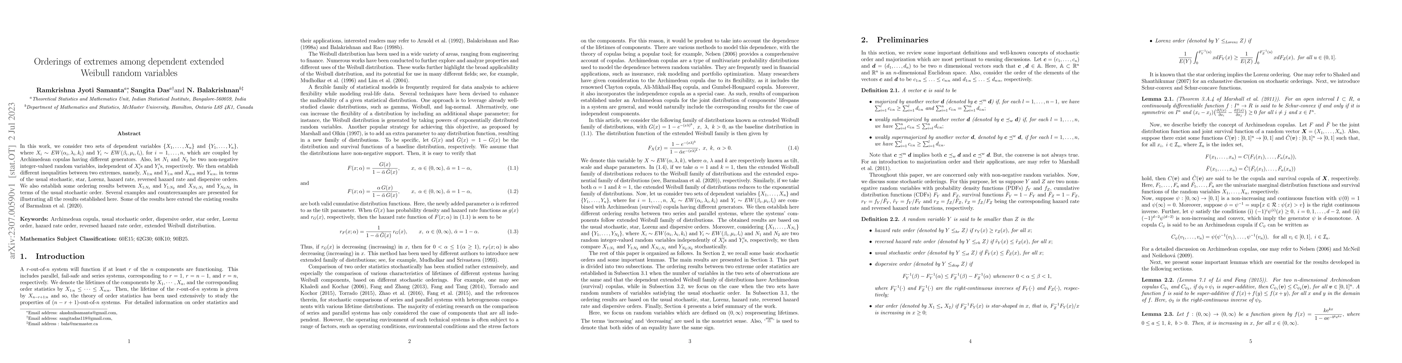 Thumbnail for Orderings of extremes among dependent extended Weibull random variables