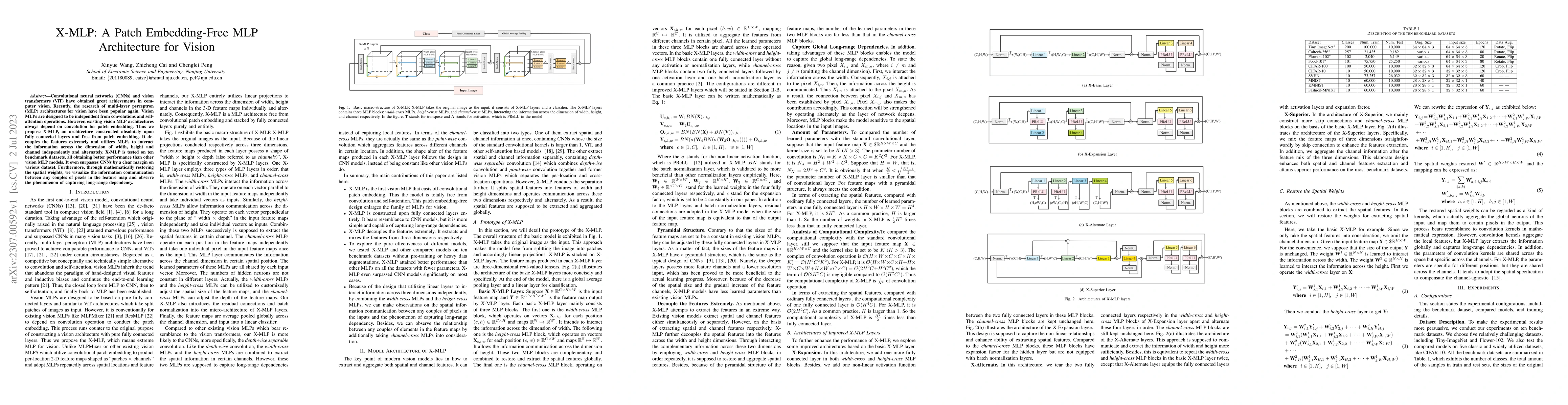 Thumbnail for X-MLP: A Patch Embedding-Free MLP Architecture for Vision