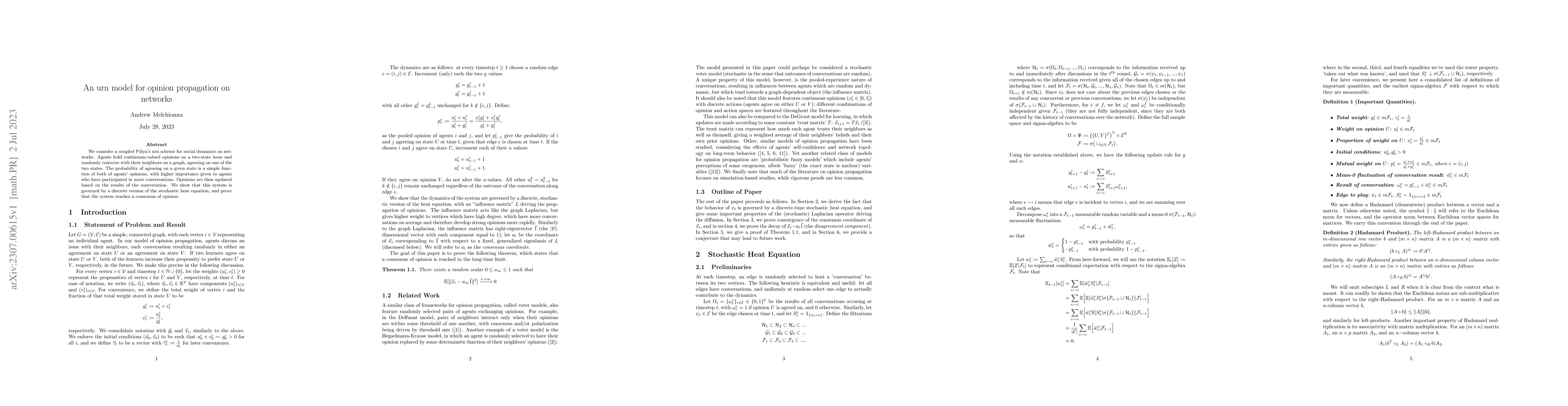 Thumbnail for An urn model for opinion propagation on networks