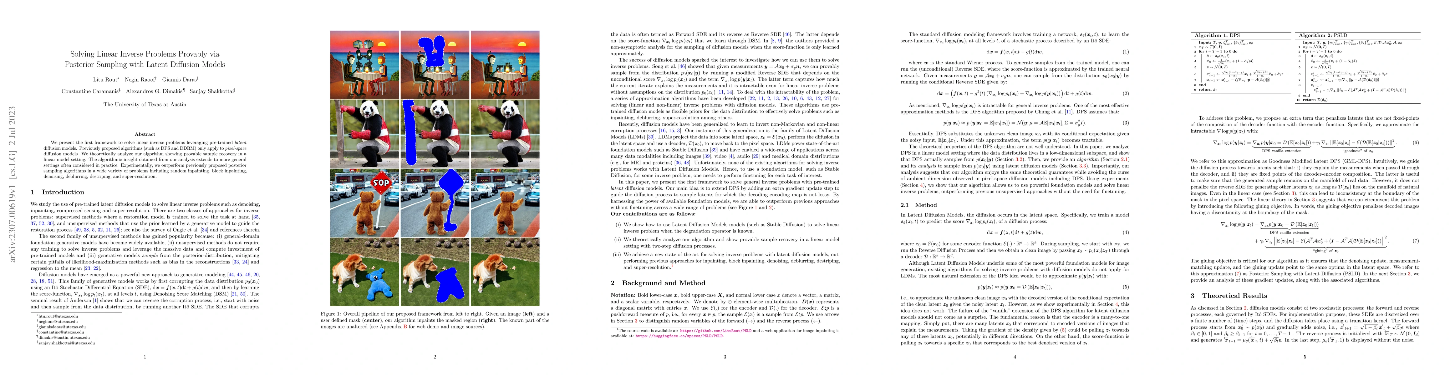 Thumbnail for Solving Linear Inverse Problems Provably via Posterior Sampling with
  Latent Diffusion Models