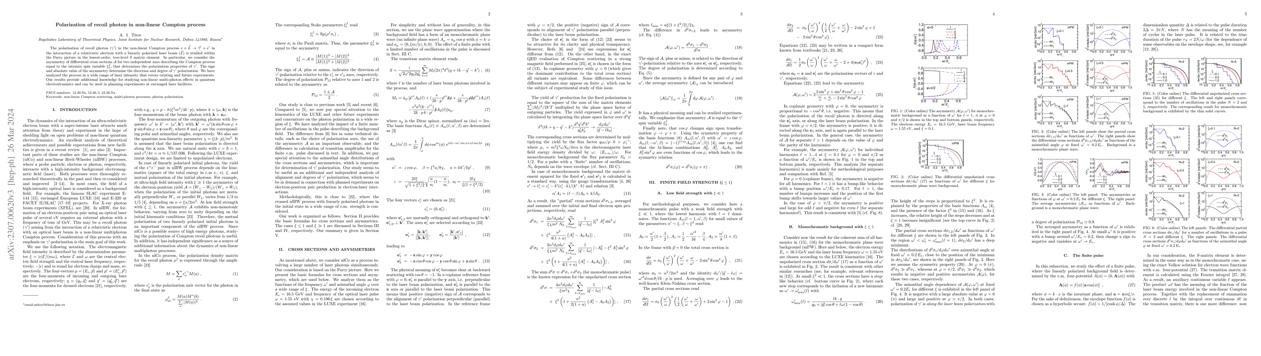 Thumbnail for Polarization of recoil photon in non-linear Compton process