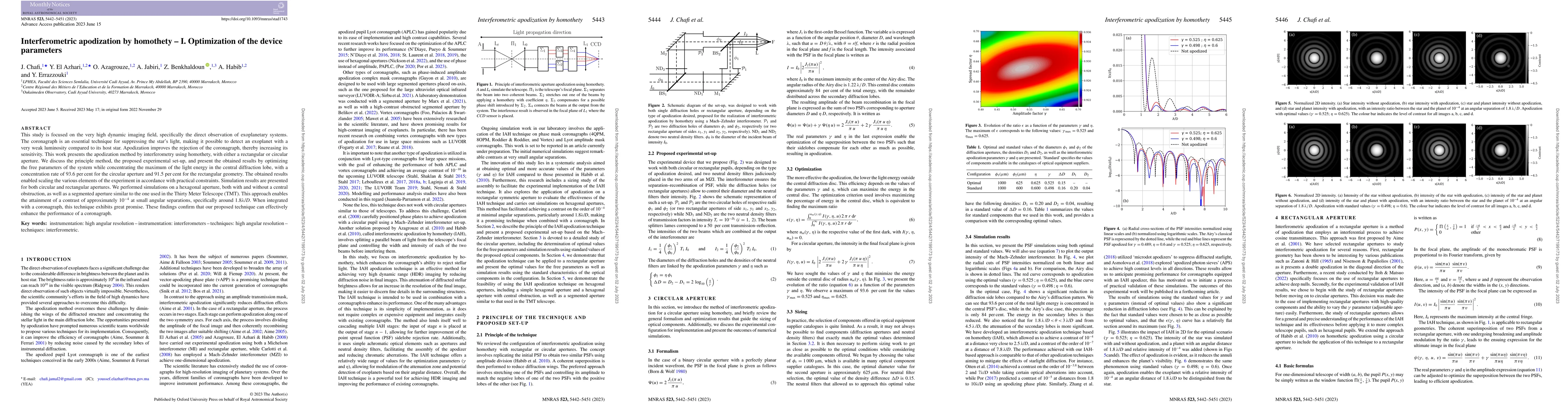 Thumbnail for Interferometric apodization by homothety -- I. Optimization of the
  device parameters