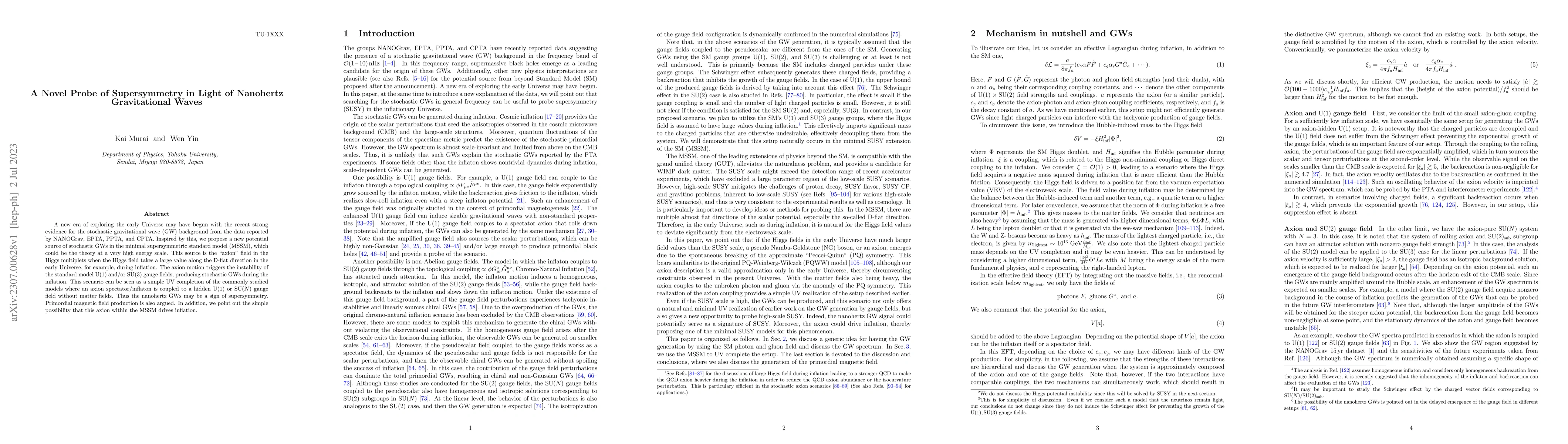 Thumbnail for A Novel Probe of Supersymmetry in Light of Nanohertz Gravitational Waves