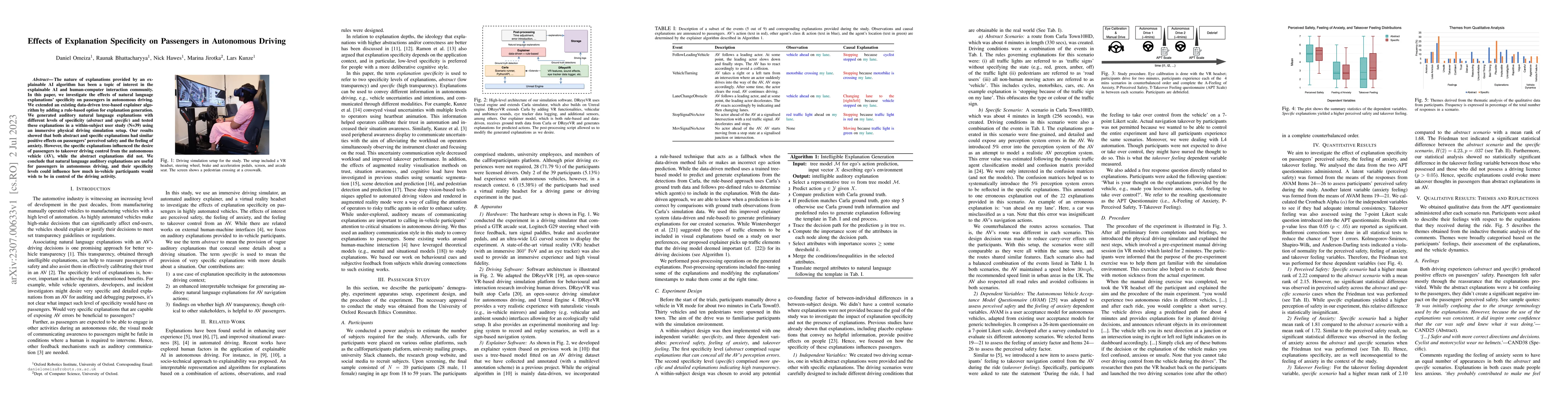Thumbnail for Effects of Explanation Specificity on Passengers in Autonomous Driving