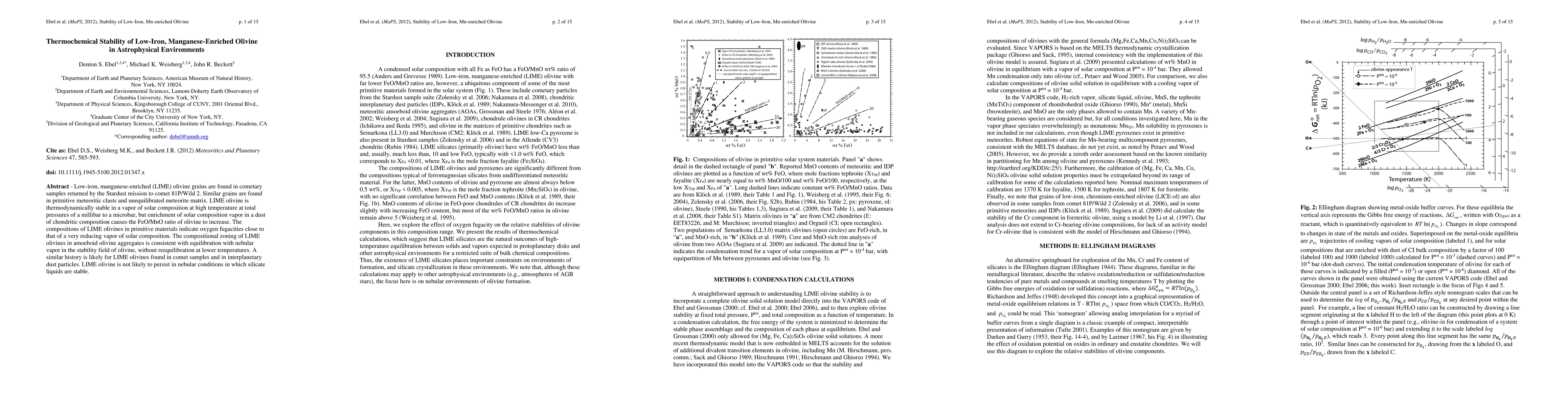 Thumbnail for Thermochemical Stability of Low-Iron, Manganese-Enriched Olivine in
  Astrophysical Environments