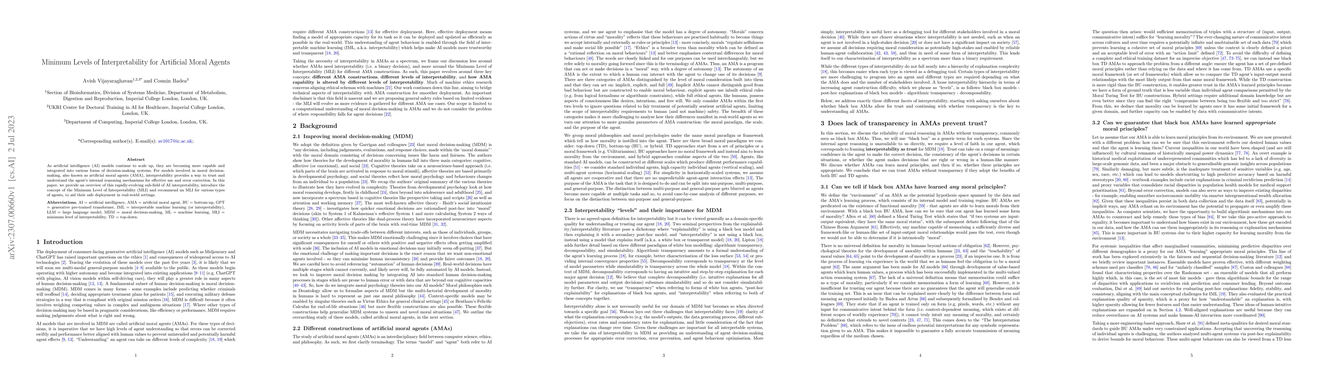 Thumbnail for Minimum Levels of Interpretability for Artificial Moral Agents