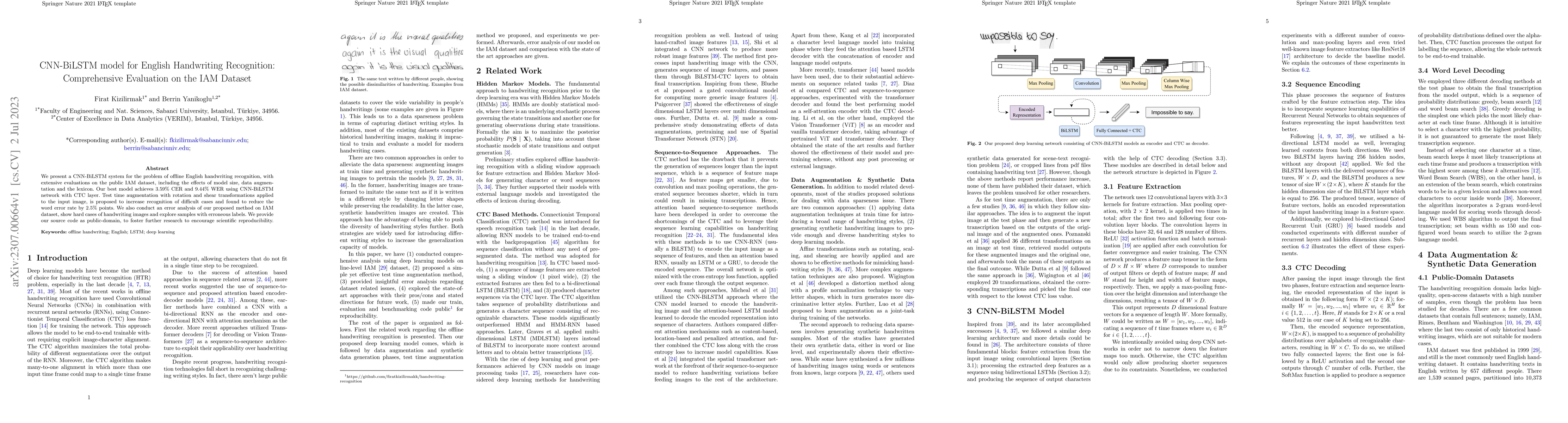 Thumbnail for CNN-BiLSTM model for English Handwriting Recognition: Comprehensive
  Evaluation on the IAM Dataset