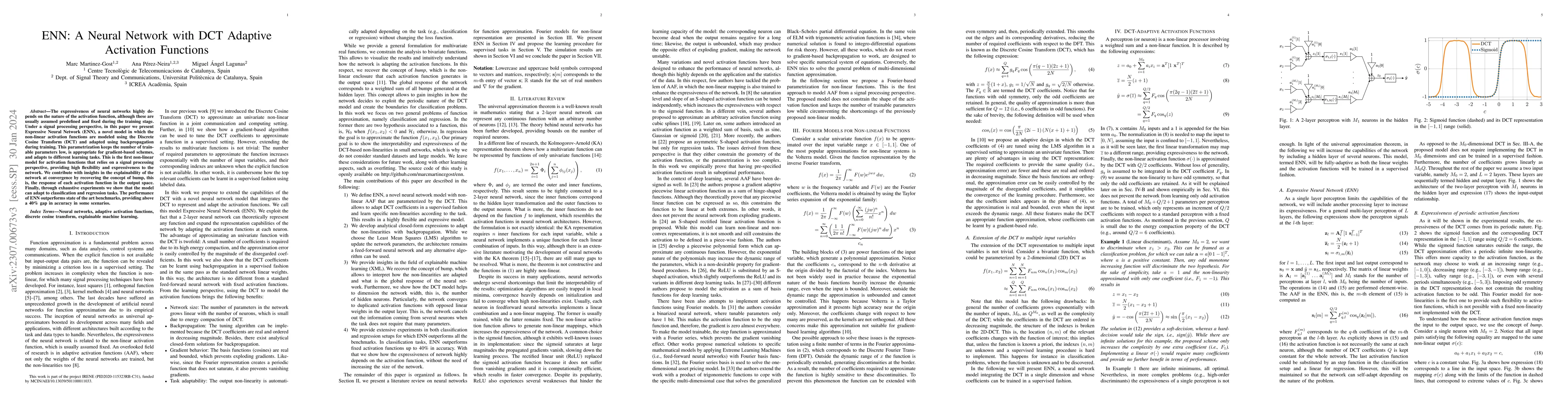 Thumbnail for ENN: A Neural Network with DCT Adaptive Activation Functions