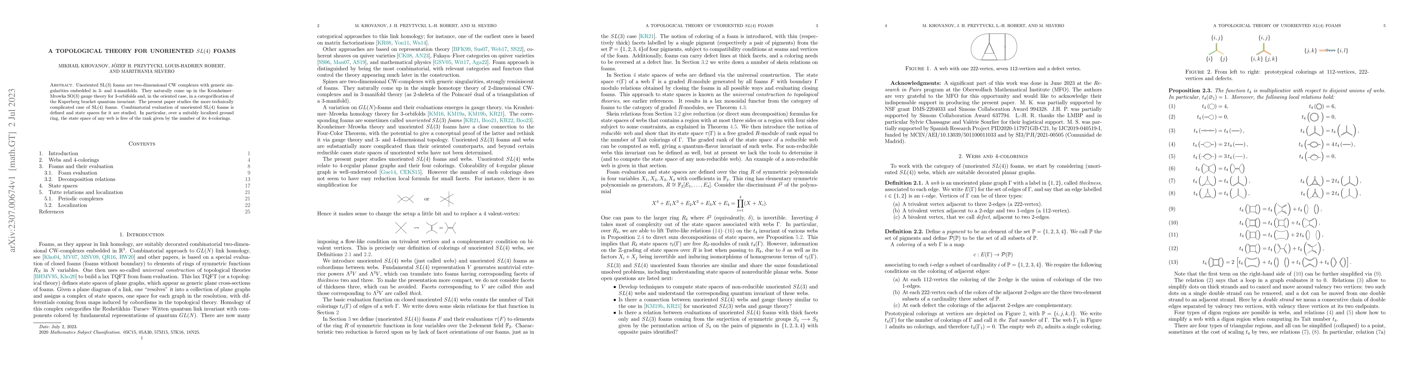 Thumbnail for A topological theory of unoriented SL(4) foams