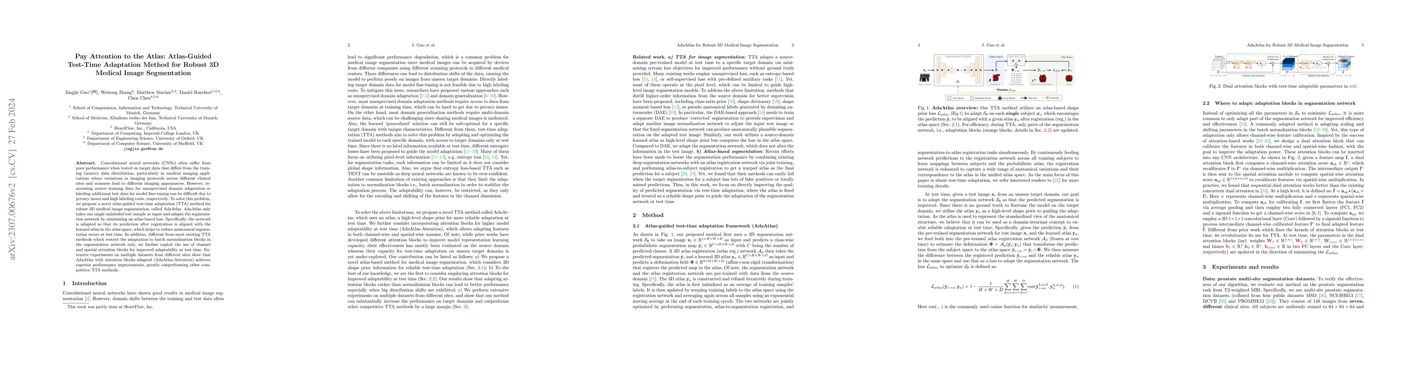 Thumbnail for Pay Attention to the Atlas: Atlas-Guided Test-Time Adaptation Method for
  Robust 3D Medical Image Segmentation