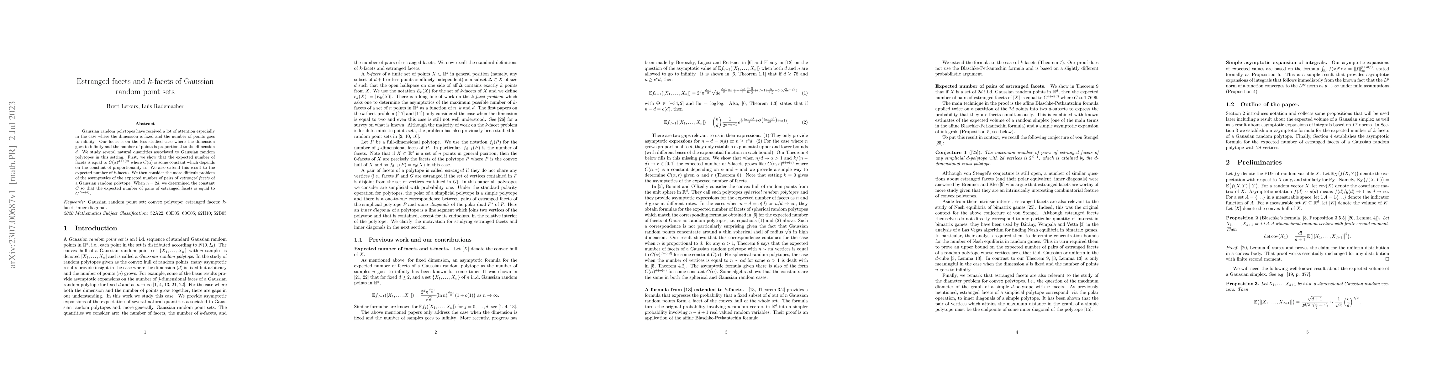 Thumbnail for Estranged facets and $k$-facets of Gaussian random point sets