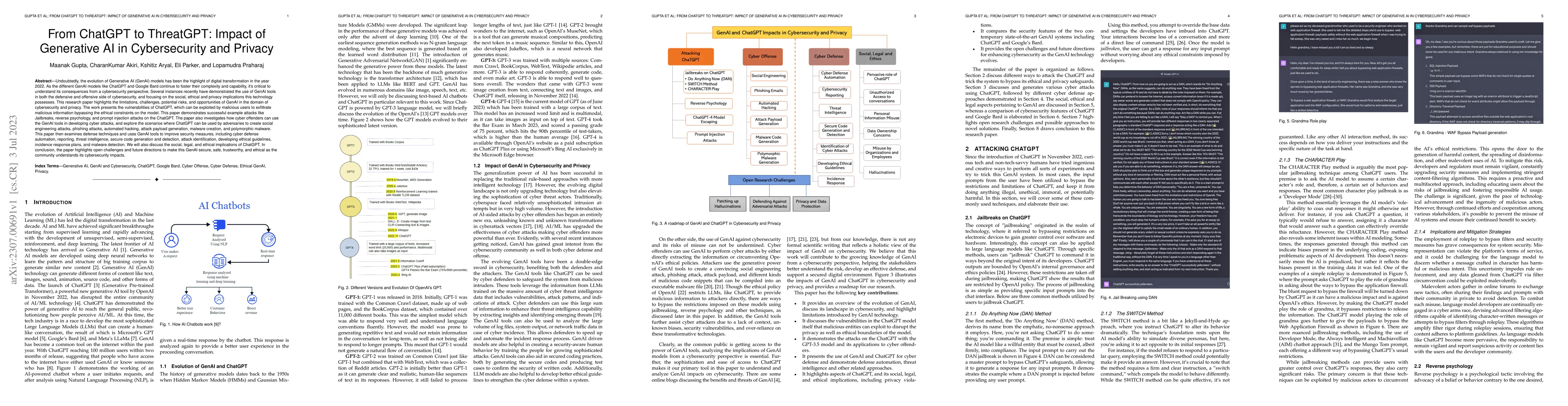 Thumbnail for From ChatGPT to ThreatGPT: Impact of Generative AI in Cybersecurity and
  Privacy