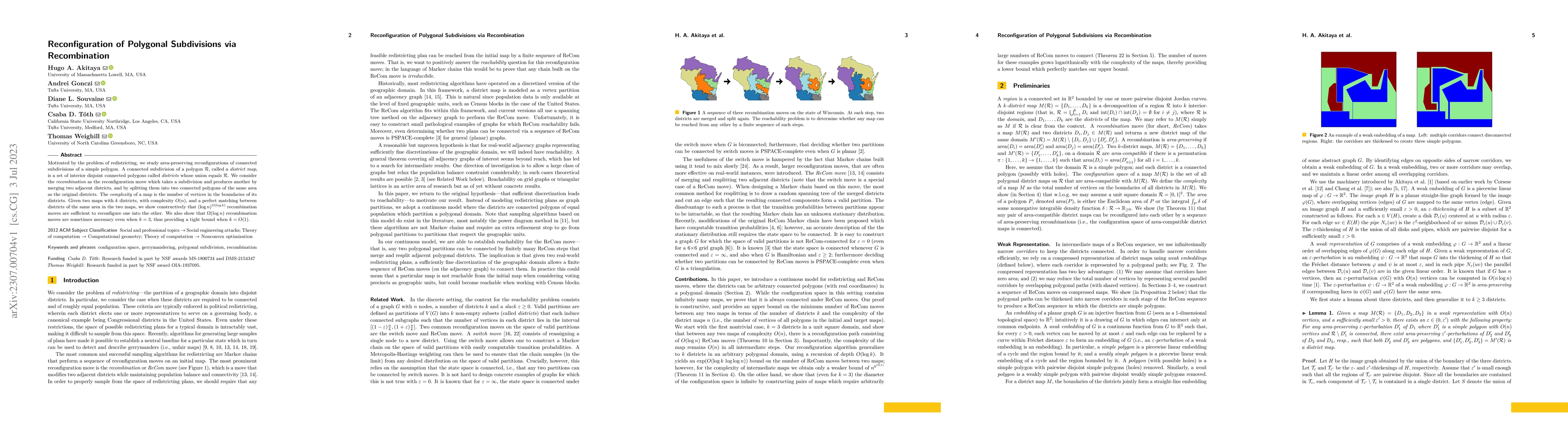 Thumbnail for Reconfiguration of Polygonal Subdivisions via Recombination