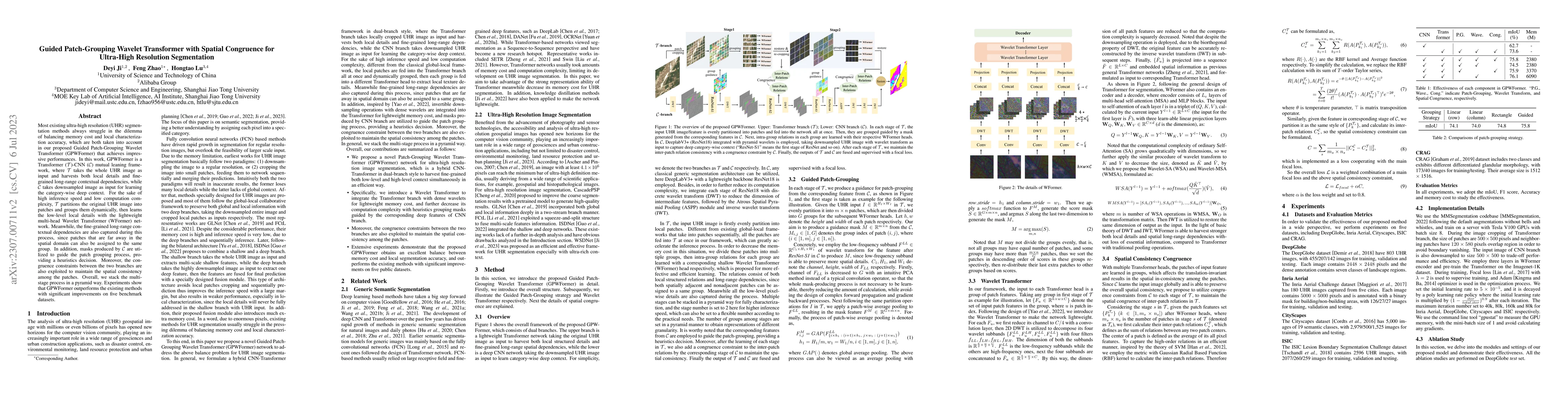 Thumbnail for Guided Patch-Grouping Wavelet Transformer with Spatial Congruence for
  Ultra-High Resolution Segmentation