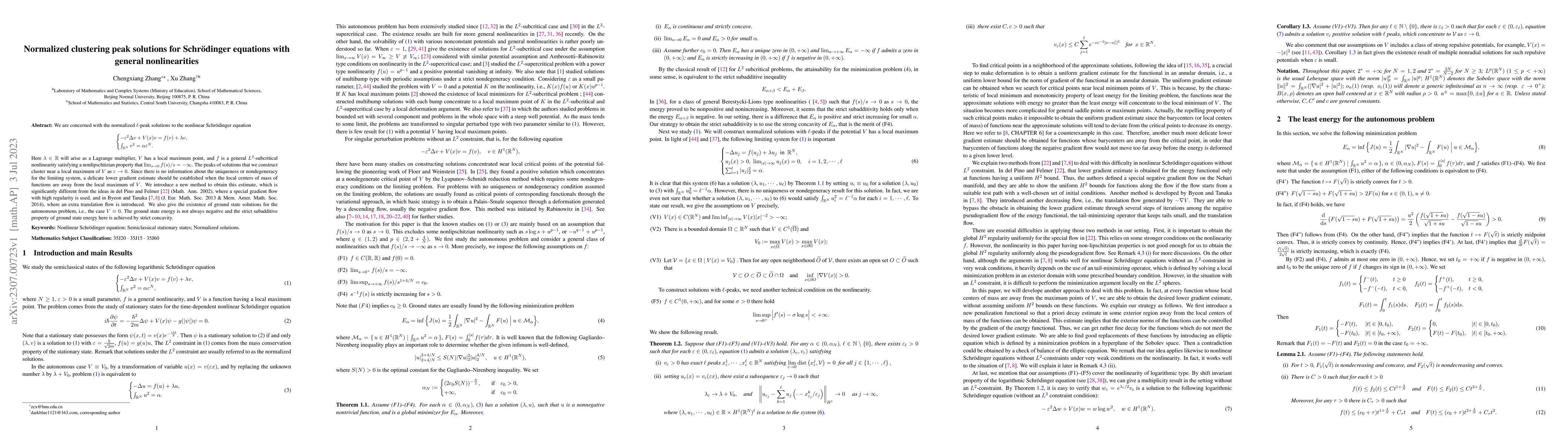 Thumbnail for Normalized clustering peak solutions for Schr\"odinger equations with
  general nonlinearities