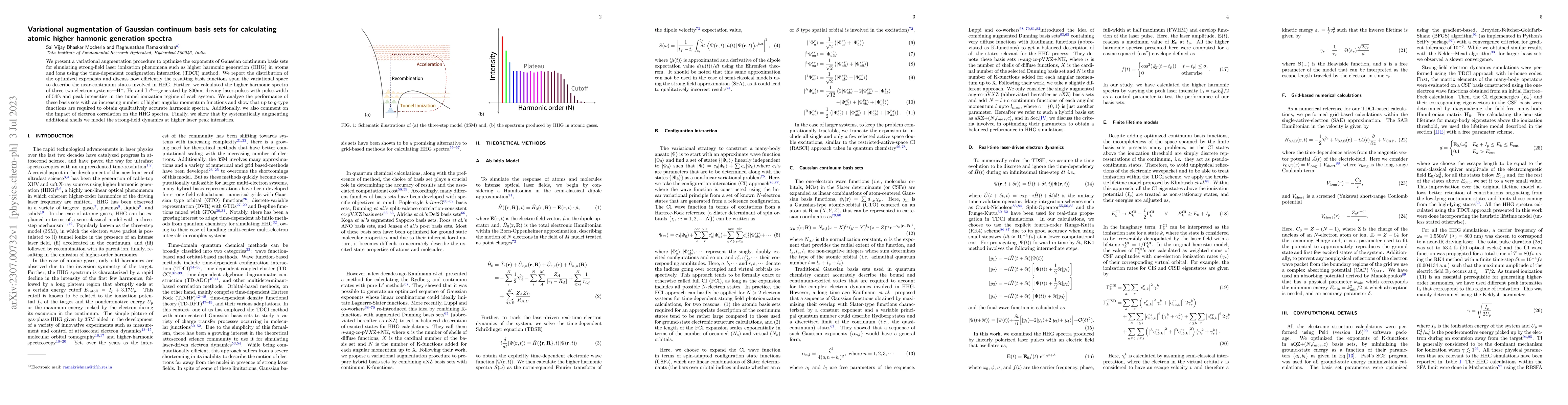 Thumbnail for Variational augmentation of Gaussian continuum basis sets for
  calculating atomic higher harmonic generation spectra