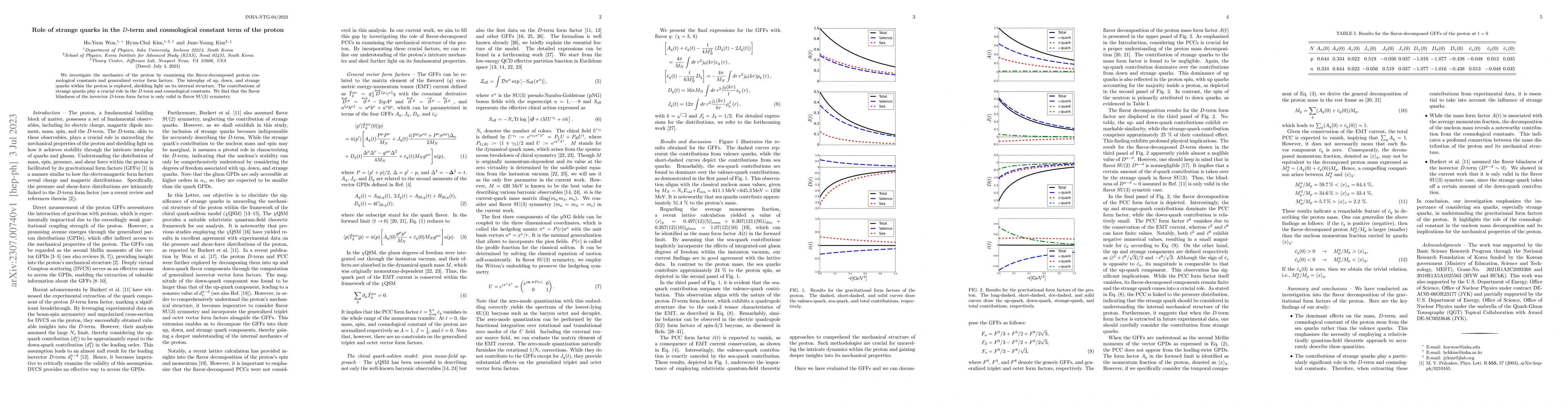 Thumbnail for Role of strange quarks in the $D$-term and cosmological constant term of
  the proton
