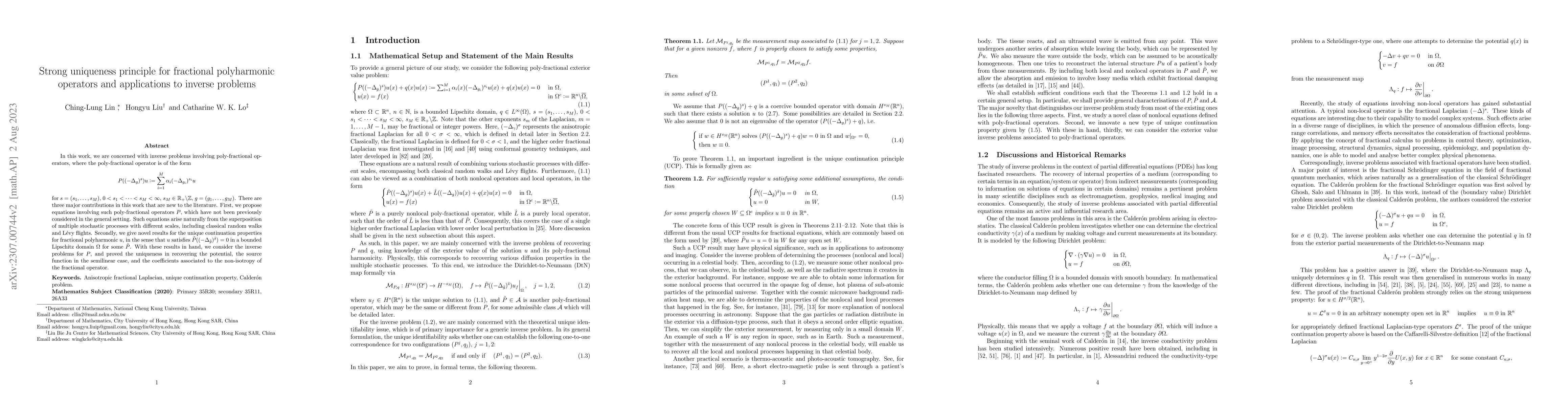Thumbnail for Strong uniqueness principle for fractional polyharmonic operators and
  applications to inverse problems