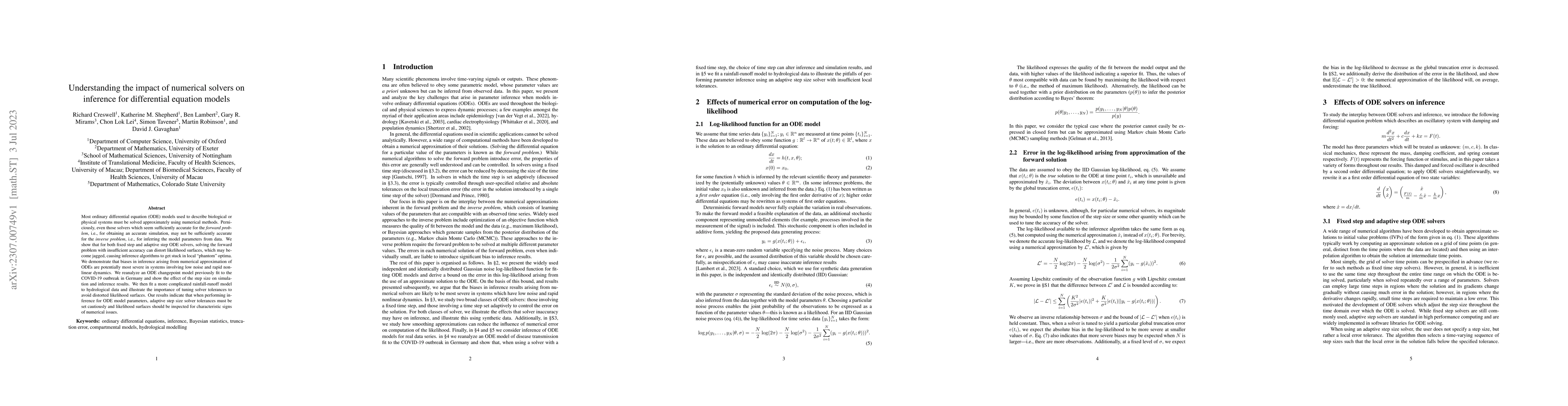 Thumbnail for Understanding the impact of numerical solvers on inference for
  differential equation models