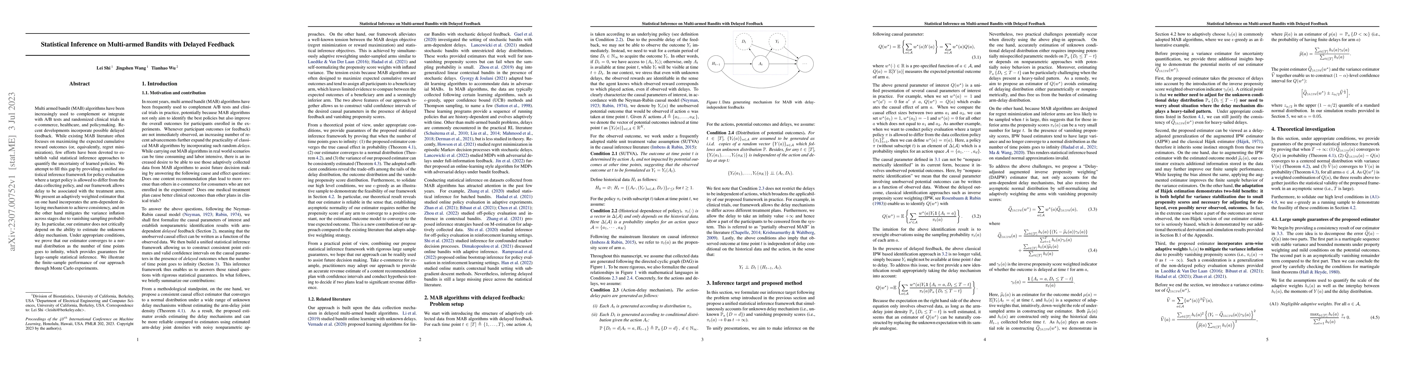 Thumbnail for Statistical Inference on Multi-armed Bandits with Delayed Feedback