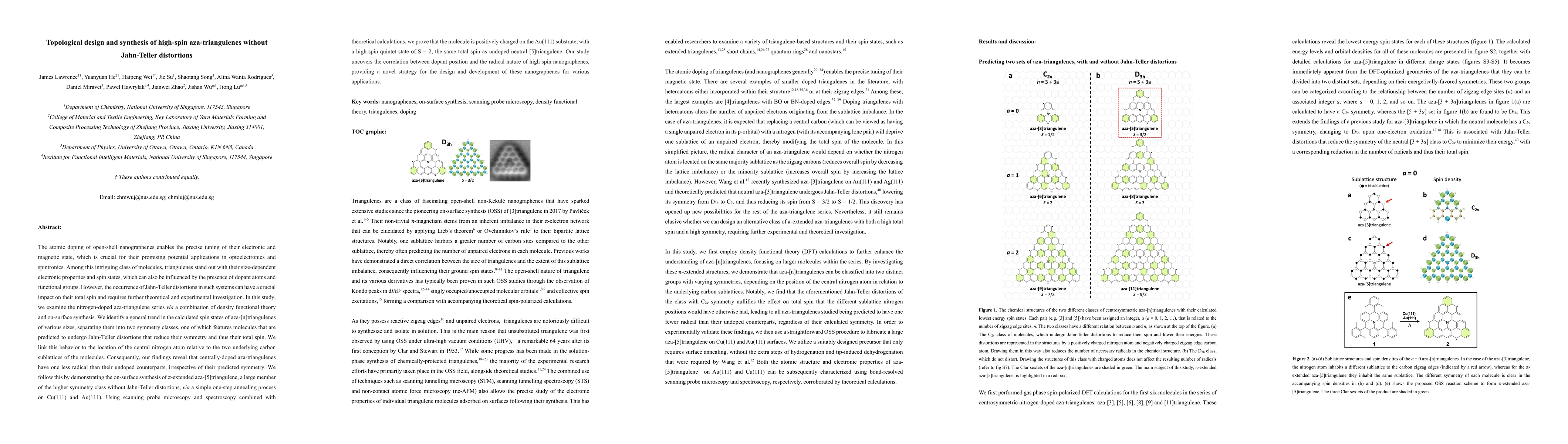 Thumbnail for Topological design and synthesis of high-spin aza-triangulenes without
  Jahn-Teller distortions