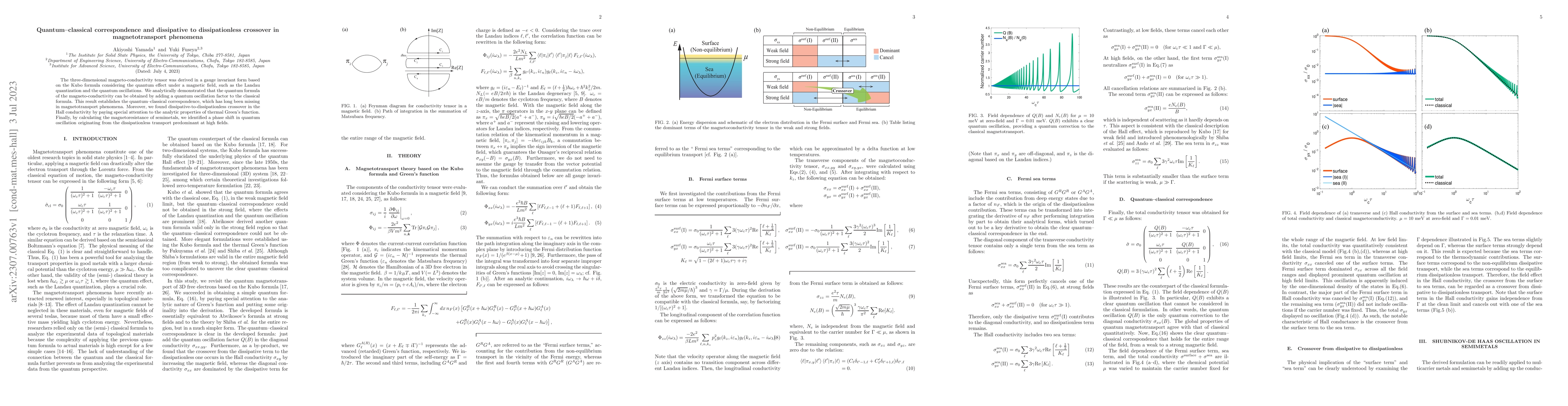 Thumbnail for Quantum--classical correspondence and dissipative to dissipationless
  crossover in magnetotransport phenomena