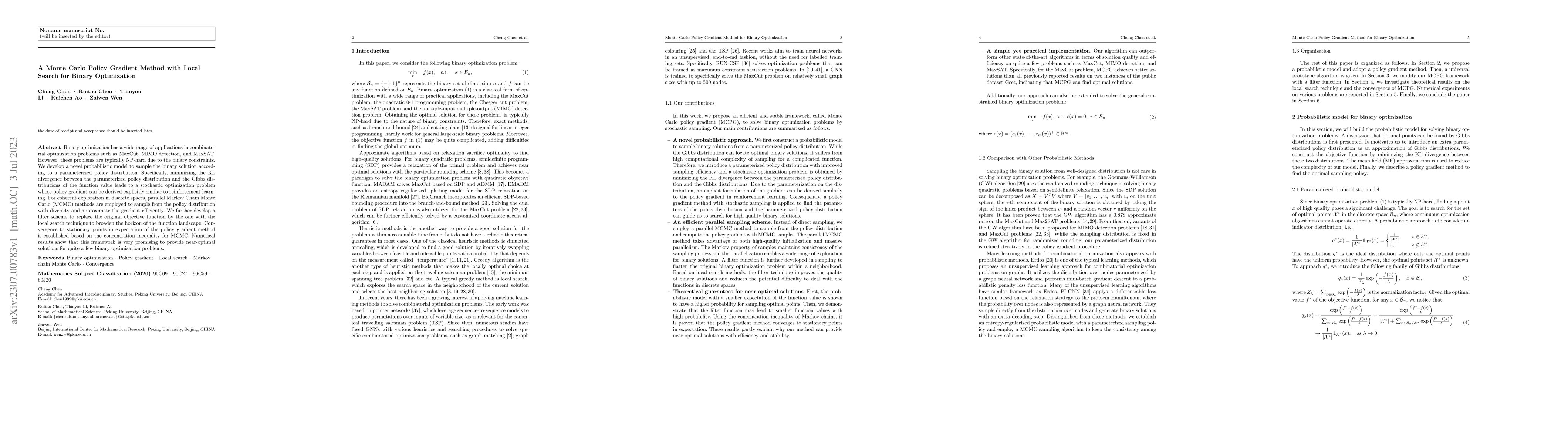 Thumbnail for Monte Carlo Policy Gradient Method for Binary Optimization
