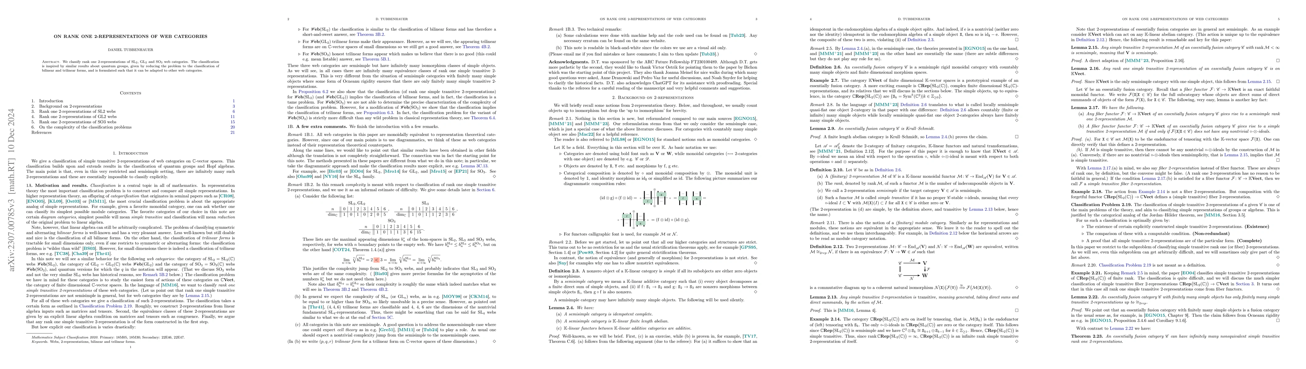 Thumbnail for On rank one 2-representations of web categories