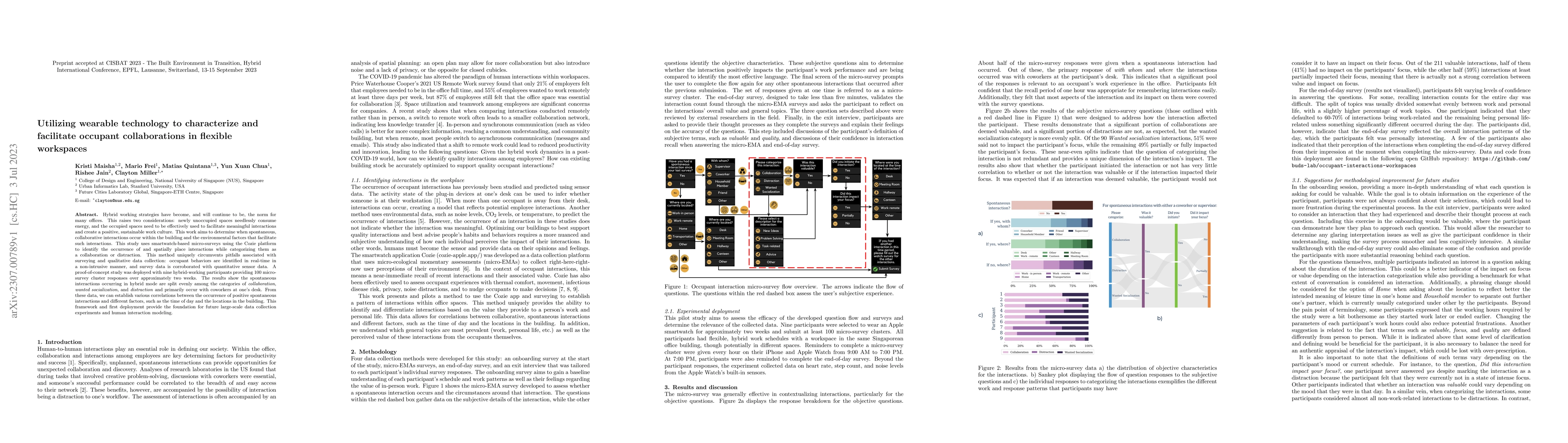 Thumbnail for Utilizing wearable technology to characterize and facilitate occupant
  collaborations in flexible workspaces