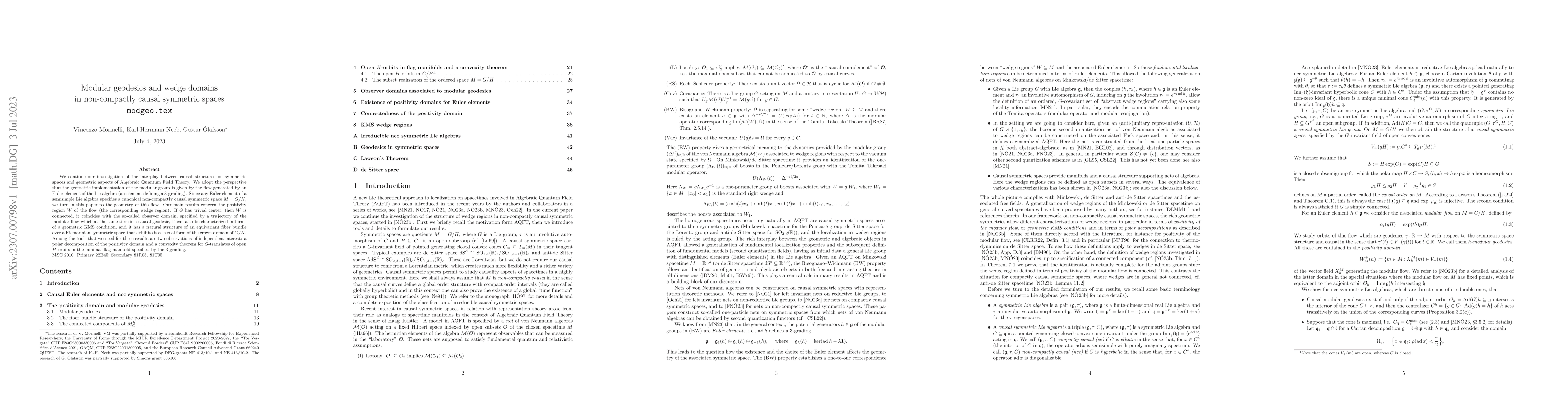 Thumbnail for Modular geodesics and wedge domains in non-compactly causal symmetric
  spaces