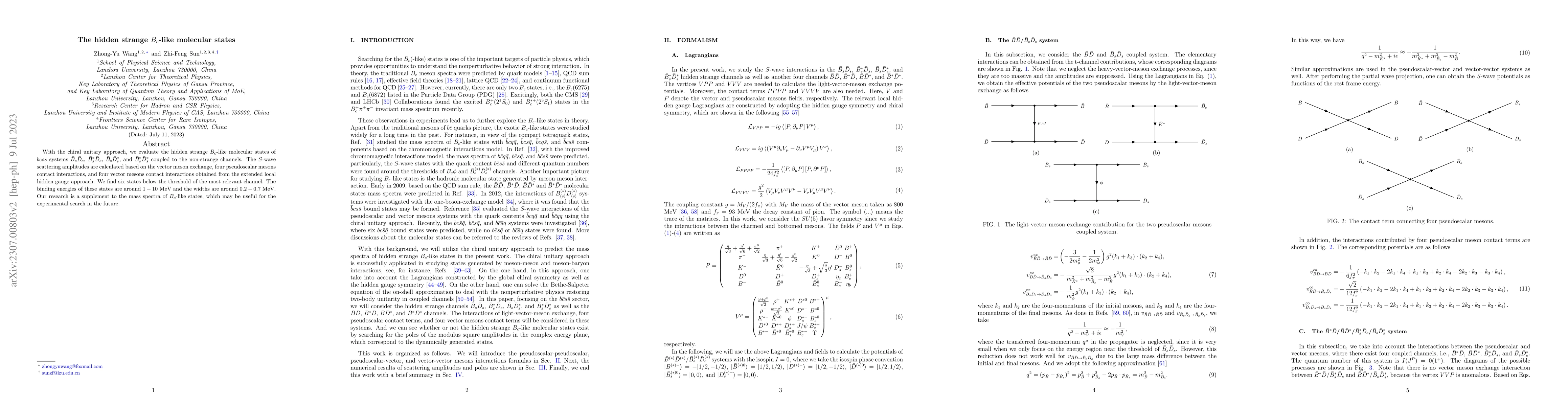 Thumbnail for The hidden strange $B_{c}$-like molecular states