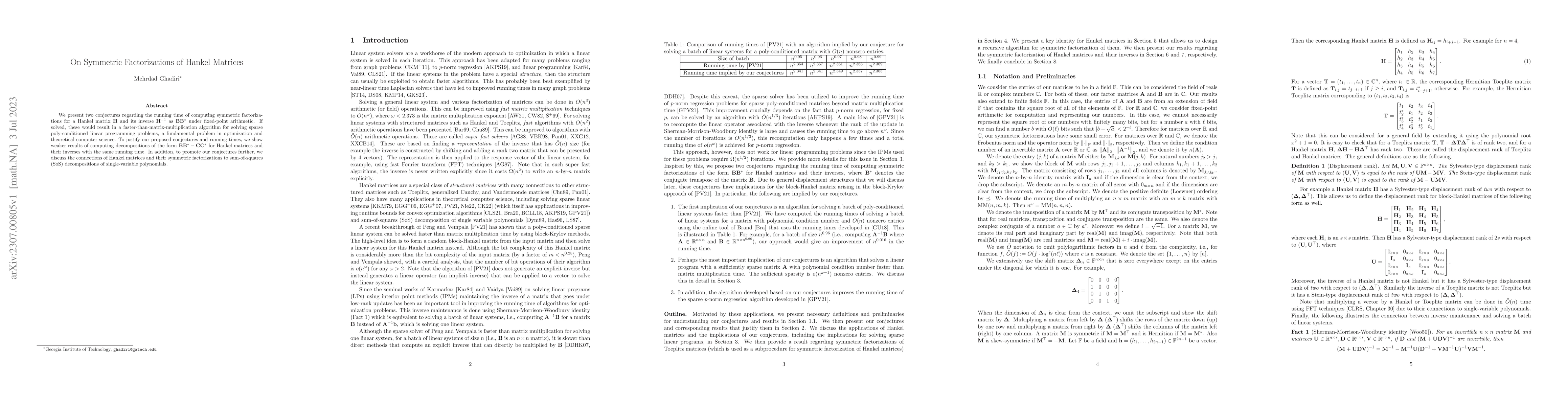 Thumbnail for On Symmetric Factorizations of Hankel Matrices