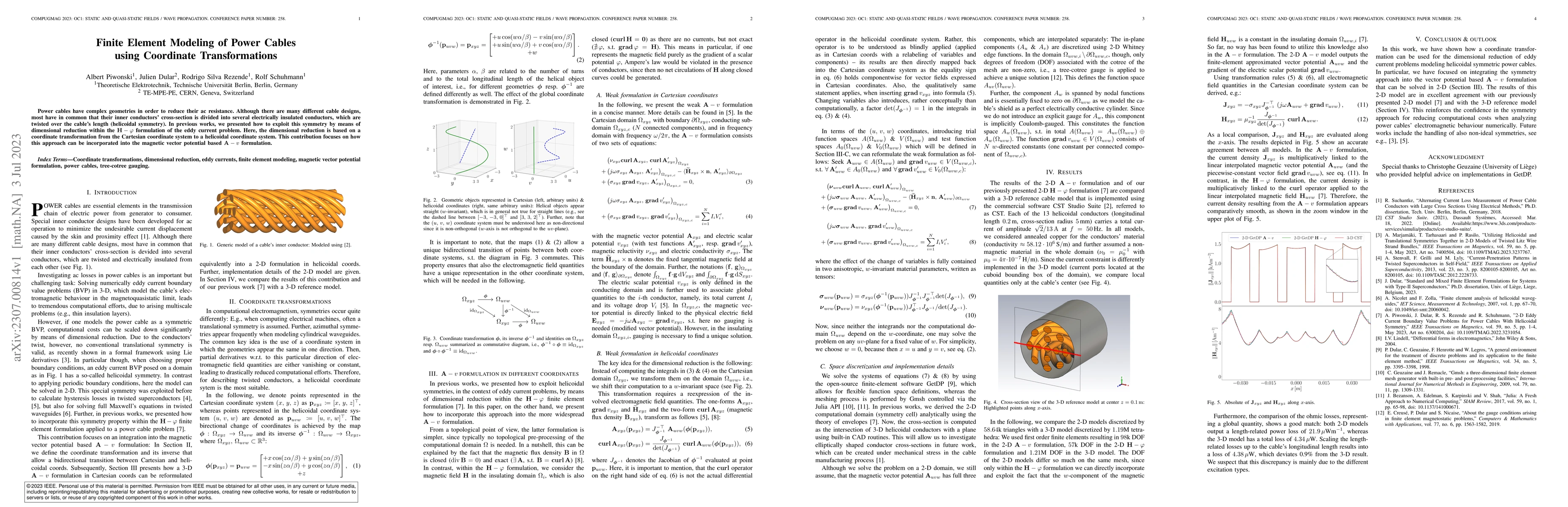 Thumbnail for Finite Element Modeling of Power Cables using Coordinate Transformations