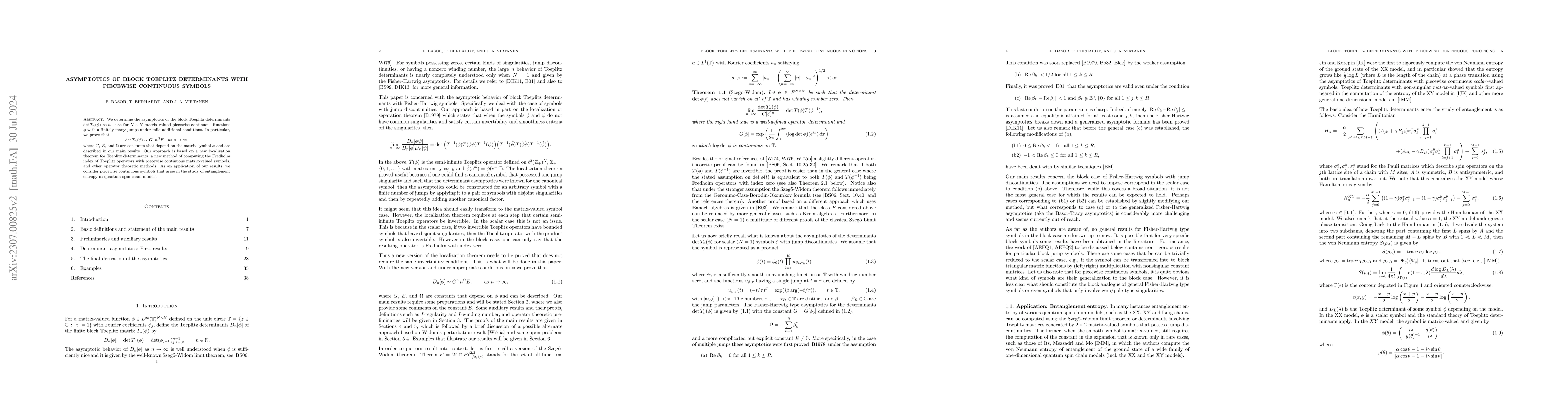 Thumbnail for Asymptotics of block Toeplitz determinants with piecewise continuous
  symbols