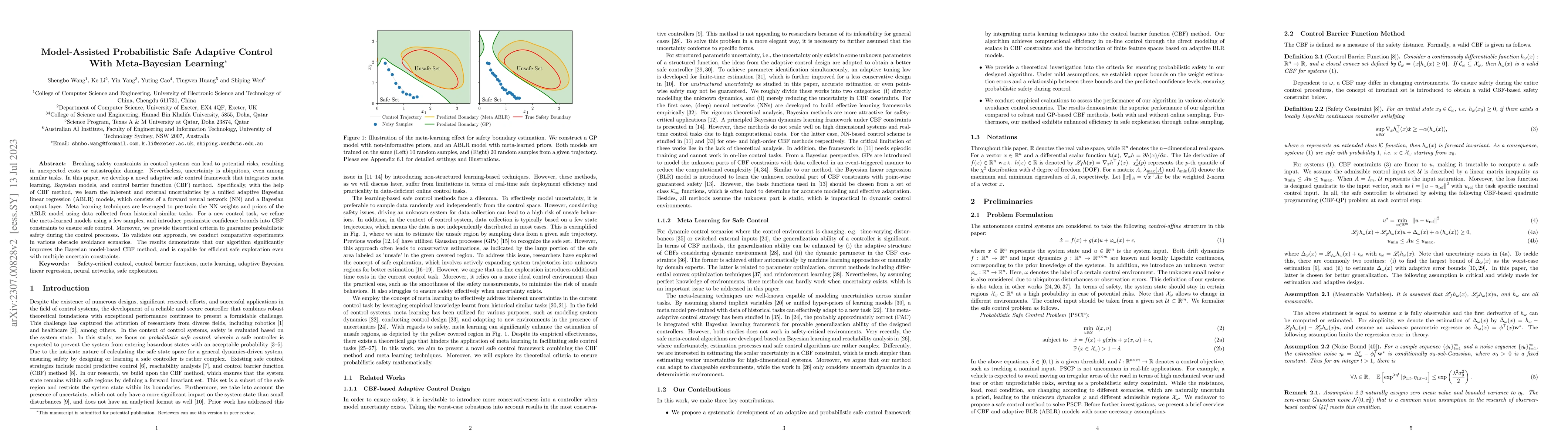 Thumbnail for Model-Assisted Probabilistic Safe Adaptive Control With Meta-Bayesian
  Learning
