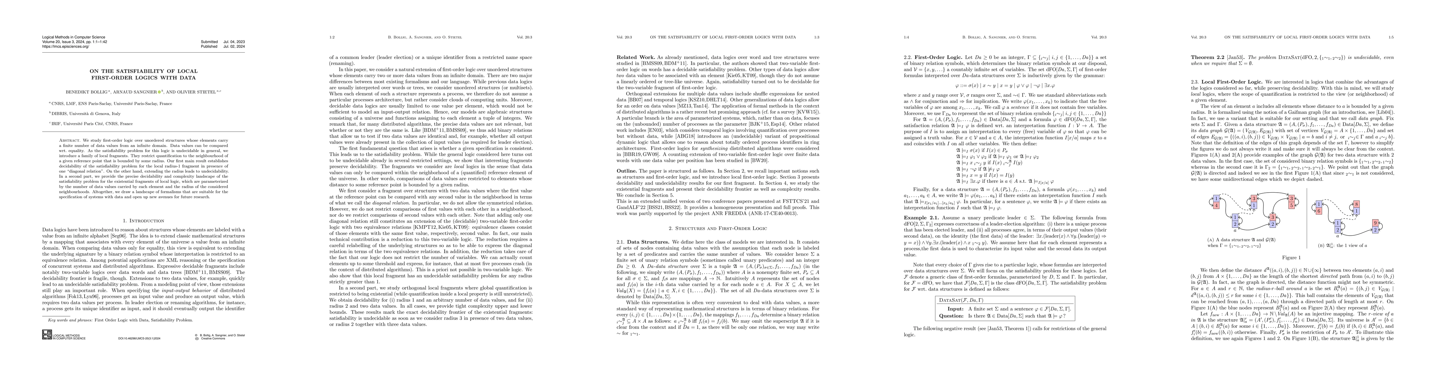 Thumbnail for On the Satisfiability of Local First-Order Logics with Data