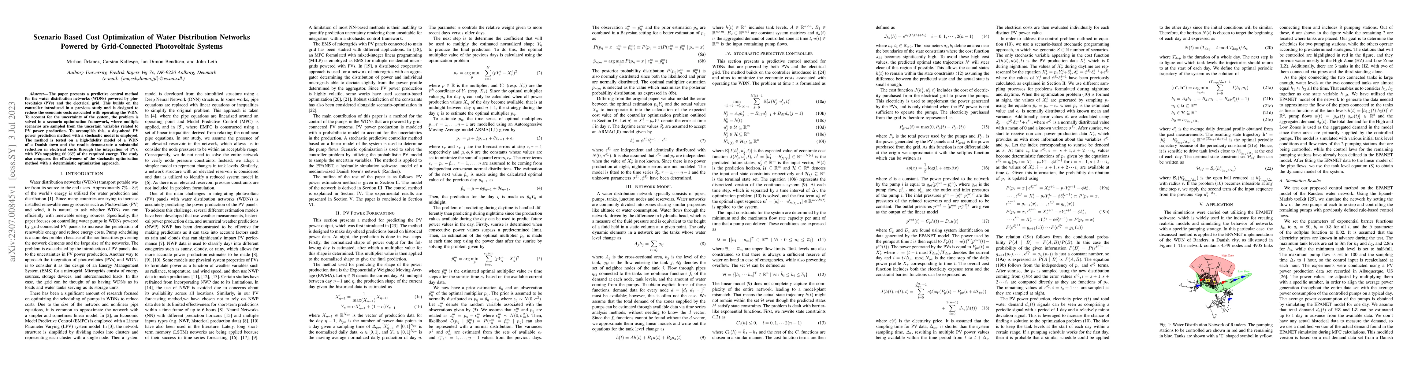 Thumbnail for Scenario Based Cost Optimization of Water Distribution Networks Powered
  by Grid-Connected Photovoltaic Systems