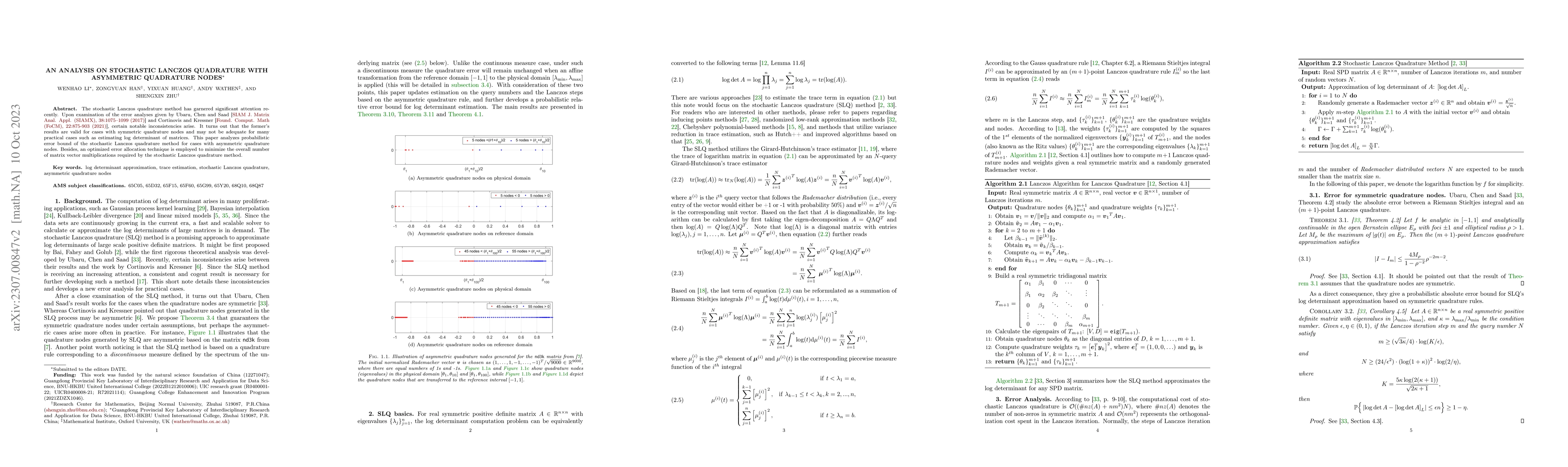 Thumbnail for An analysis on stochastic Lanczos quadrature with asymmetric quadrature
  nodes
