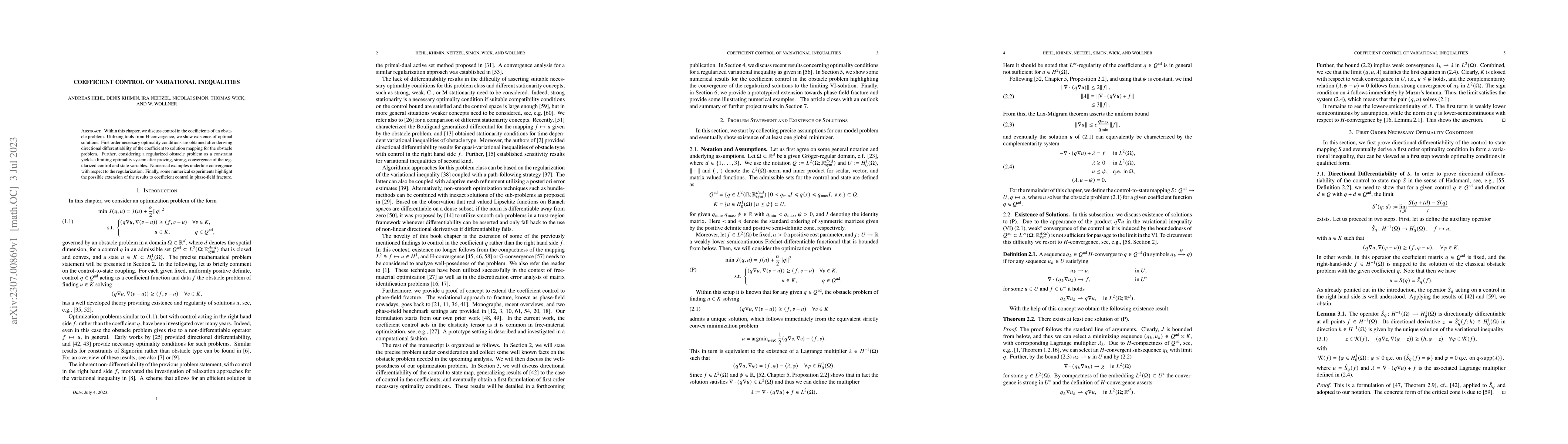 Thumbnail for Coefficient Control of Variational Inequalities