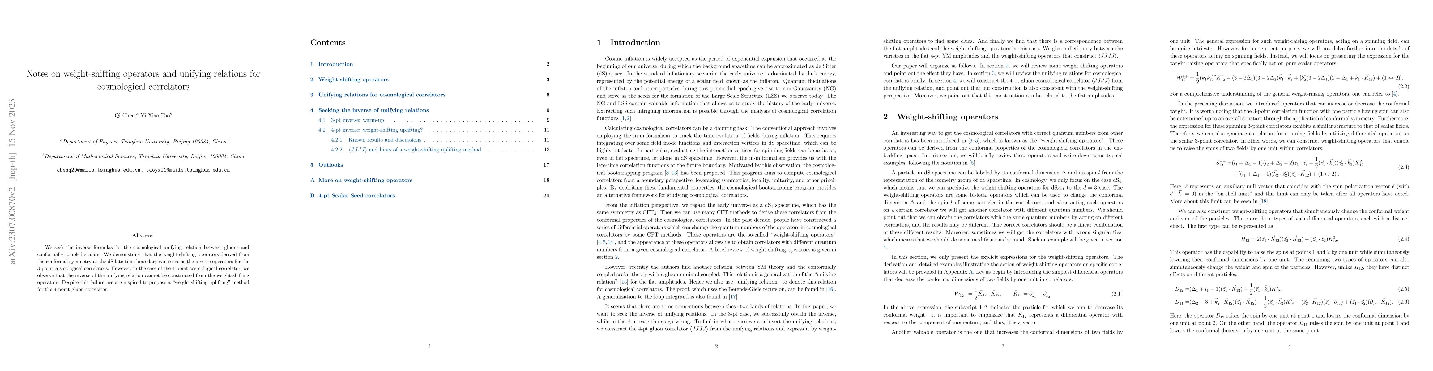 Thumbnail for Notes on weight-shifting operators and unifying relations for
  cosmological correlators