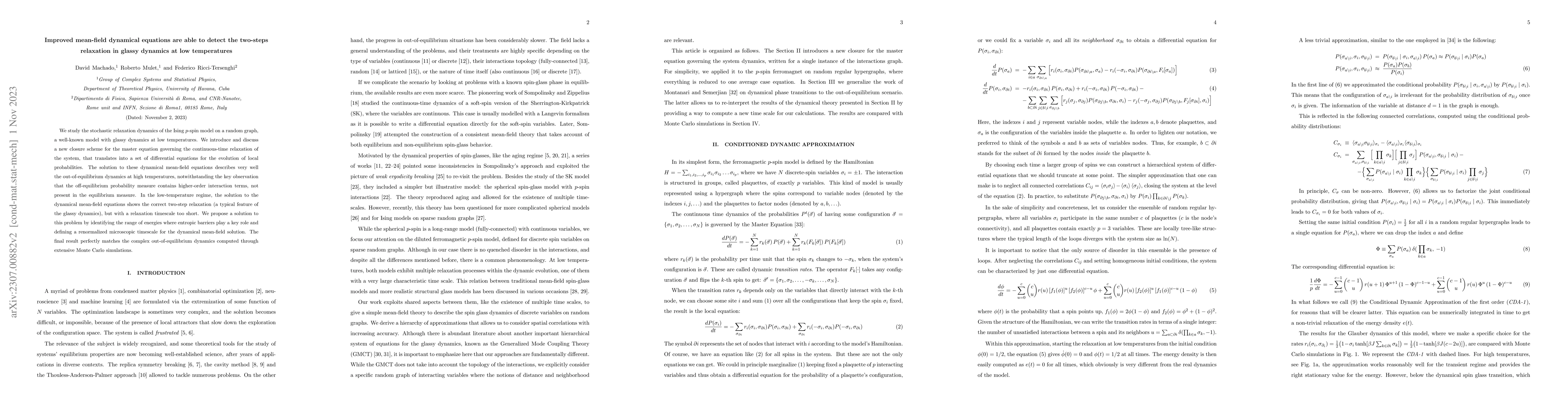 Thumbnail for Improved mean-field dynamical equations are able to detect the two-steps
  relaxation in glassy dynamics at low temperatures