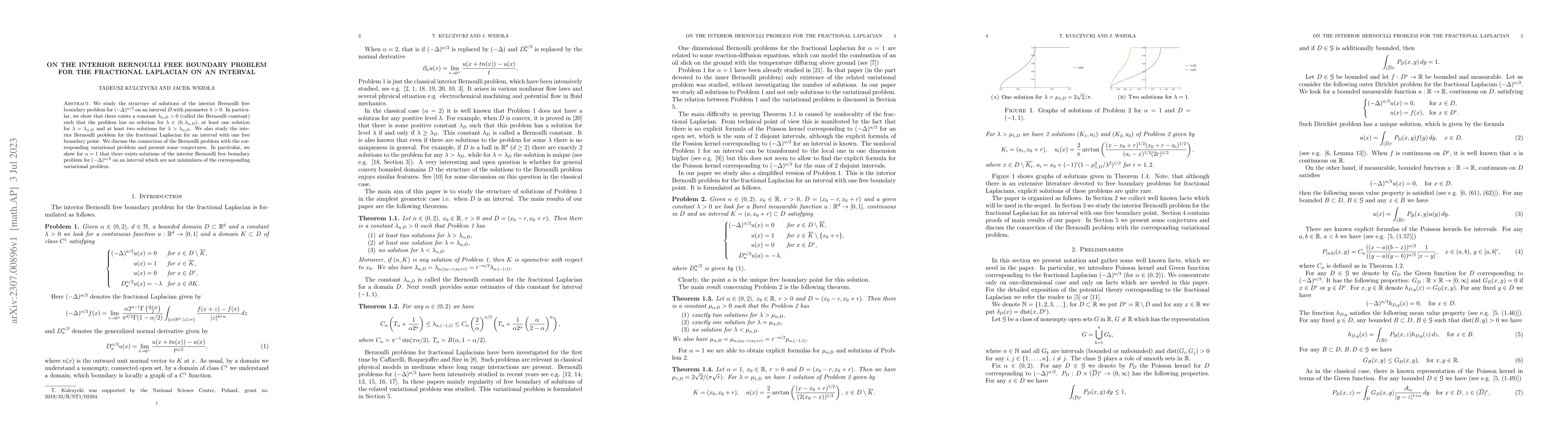 Thumbnail for On the interior Bernoulli free boundary problem for the fractional
  Laplacian on an interval