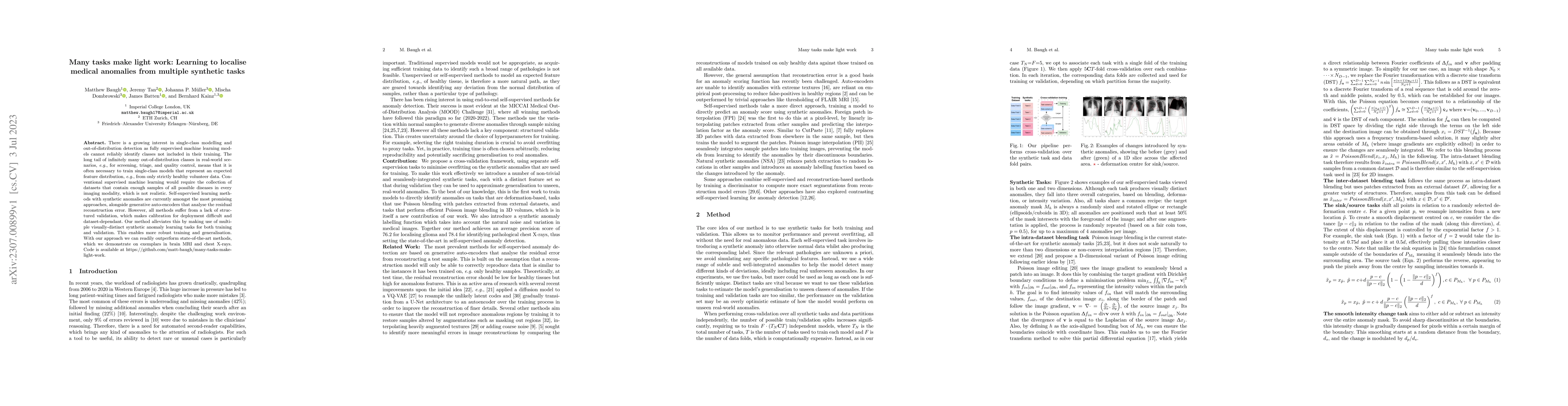 Thumbnail for Many tasks make light work: Learning to localise medical anomalies from
  multiple synthetic tasks