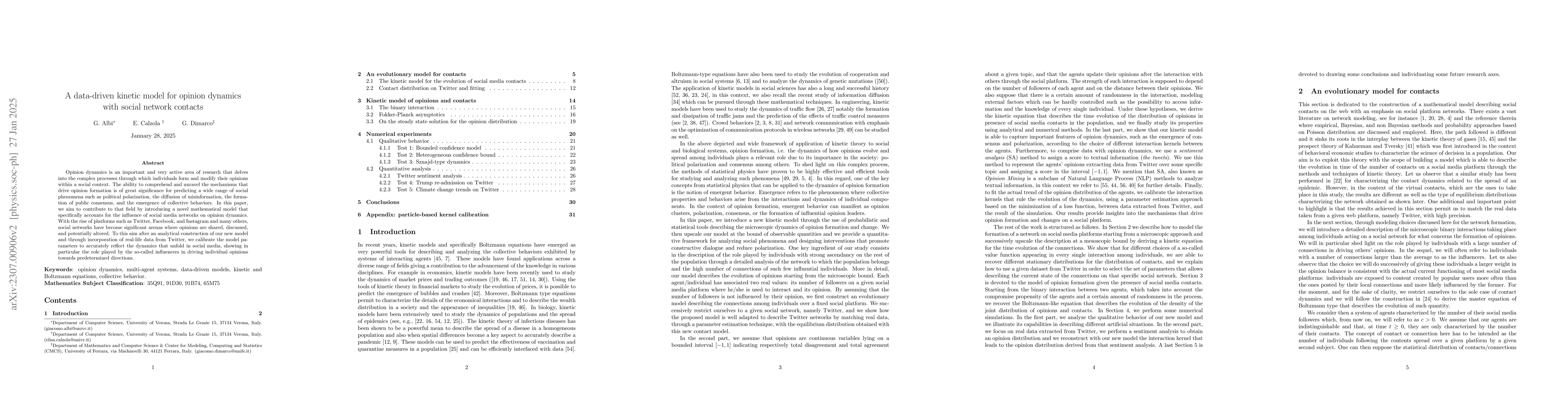 Thumbnail for A data-driven kinetic model for opinion dynamics with social network
  contacts